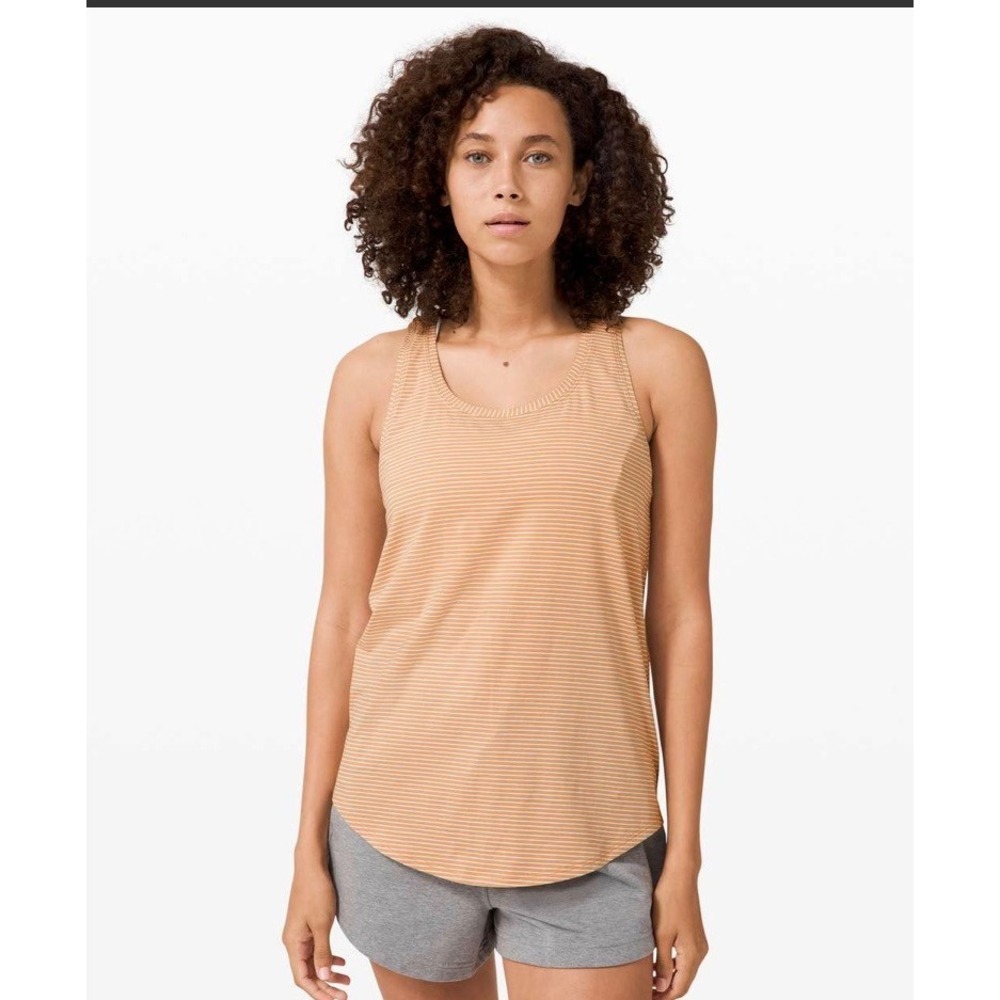 Lululemon Love Tank Pleated Hype Stripe Beechwood Racerback Pima Cotton W1CJ8S